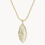 KENDRA SCOTT- Ophelia Large Long Pendant Necklace in Gold Iridescent Abalone