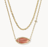 KENDRA SCOTT- Ophelia Multi Strand Necklace in Gold Burnt Orange Mother of Pearl