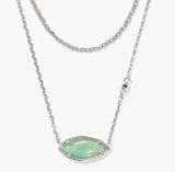 KENDRA SCOTT- Ophelia Multi Strand Necklace in Rhodium Mint Iridescent Abalone