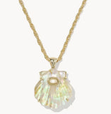 KENDRA SCOTT- Lucia Shell Pendant Necklace in Gold Iridescent Abalone