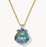 KENDRA SCOTT- Lucia Shell Pendant Necklace in Gold Abalone Shell