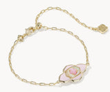 KENDRA SCOTT- Abbie Medallion Delicate Chain Bracelet in Gold Pink Mix
