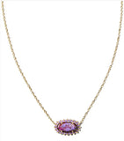 KENDRA SCOTT- Elisa Gold Color Burst Frame Short Pendant Necklace in Bronze Veined Violet