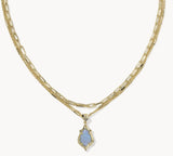 KENDRA SCOTT- Adriana Gold Scallop Frame Multi Strand Necklace in Sky Blue Iridescent Abalone