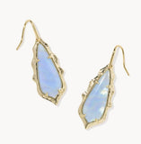 KENDRA SCOTT- Adriana Gold Scallop Frame Drop Earrings in Sky Blue Iridescent Abalone