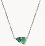 KENDRA SCOTT- Tatum Rhodium Short Pendant Necklace in Dark Green Mix