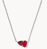 KENDRA SCOTT- Tatum Rhodium Short Pendant Necklace in Red Mix