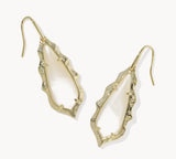 KENDRA SCOTT- Adriana Gold Scallop Frame Drop Earrings in Natural Mother of Pearl