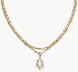KENDRA SCOTT- Adriana Gold Scallop Frame Multi Strand Necklace in Natural Mother of Pearl