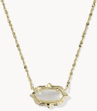 KENDRA SCOTT- Elisa Gold Scallop Frame Short Pendant Necklace in Natural Mother of Pearl