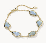 KENDRA SCOTT- Adriana Gold Scallop Frame Delicate Bracelet in Sky Blue Iridescent Abalone