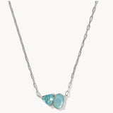 KENDRA SCOTT- Tatum Rhodium Short Pendant Necklace in Blue Mix