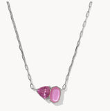 KENDRA SCOTT- Tatum Rhodium Short Pendant Necklace in Azalea Pink Mix