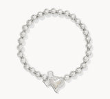 KENDRA SCOTT- Ari Heart Texas Stretch Bracelet in Rhodium Ivory Mother of Pearl
