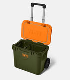 YETI- Roadie 32 Wheeled Cooler in Olive/King Crab Orange