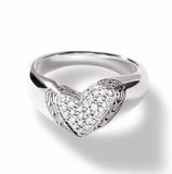 JOHN HARDY- Silver Pave Heart Ring