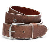 NOKONA- Walnut Leather Belt w/White Edge Accents