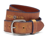 NOKONA- Generation Leather Belt w/Navy Edge Accents