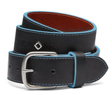 NOKONA- Black CalfSKN Leather Belt w/Colombia Blue Edge Accents