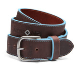 NOKONA- Stampede Leather Belt w/Colombia Blue Edge Accents