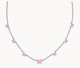 KENDRA SCOTT- Lillia Rhodium Butterfly Strand Necklace in Pink Enamel