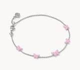 KENDRA SCOTT- Lillia Rhodium Butterfly Delicate Bracelet in Pink Enamel