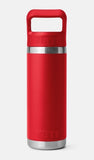 YETI- Rambler 18oz Bottle with Colored Straw Cap in Rescue Red
