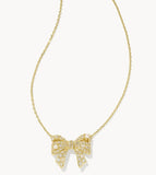 KENDRA SCOTT- Krista Gold Bow Pendant Necklace in White Mix