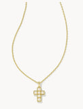 KENDRA SCOTT- Pearl Cross Necklace in Gold White Pearl