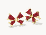 KENDRA SCOTT- Blair Bow Gold Small Stud Earrings in Bright Red Drusy