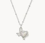 KENDRA SCOTT- Ari Heart Texas Pendant Necklace in Rhodium Ivory Mother of Pearl