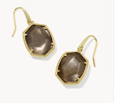 KENDRA SCOTT- Daphne Frame Drop Earring in Gold Taupe Mother of Pearl
