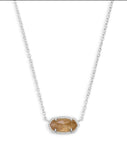 KENDRA SCOTT- Elisa Pendant Necklace in Rhodium Orange Citrine Quartz