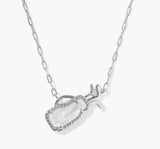 KENDRA SCOTT- Golf Pendant Necklace in Rhodium Ivory Mother of Pearl