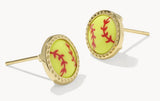KENDRA SCOTT- Softball Stud Earrings in Gold Chartreuse Magnesite