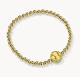 KENDRA SCOTT- Softball Stretch Bracelet in Gold Chartreuse Magnesite