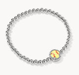 KENDRA SCOTT- Softball Stretch Bracelet in Rhodium Chartreuse Magnesite