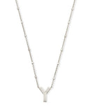 KENDRA SCOTT- Letter Y Pendant Necklace in Rhodium Metal