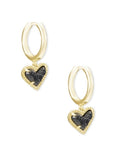 KENDRA SCOTT- Ari Gold Huggie Earrings in Black Drusy