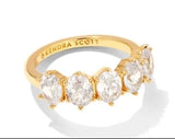 KENDRA SCOTT- Cailin Gold Band Ring in White Crystal Size: 6