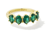 KENDRA SCOTT- Cailin Gold Crystal Band Ring in Green Crystal