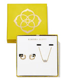 KENDRA SCOTT- Grayson Gold Pendant Huggie Set in White Crystal