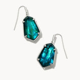 KENDRA SCOTT- Alexandria Silver Drop Earrings in Teal Illusion