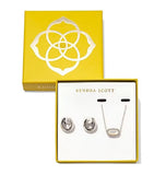 KENDRA SCOTT- Elisa Mikki Gift Set in Rhodium Ivory Mother of Pearl