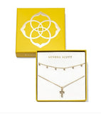 KENDRA SCOTT- Amelia Cross Necklace Gift Set in Gold White Crystal