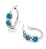 KENDRA SCOTT- Maura Vintage Silver Hoop Earrings in Variegated Indigo Magnesite