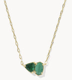KENDRA SCOTT- Tatum Gold Short Pendant Necklace in Green Mix