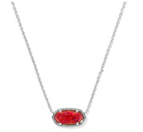 KENDRA SCOTT- Elisa Rhodium Necklace in Red Kyocera Opal