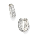 KENDRA SCOTT- Mikki Pave Huggie Earrings in Rhodium Metal