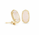 KENDRA SCOTT- Ellie Clip-On Stud Earrings in Gold Iridescent Drusy